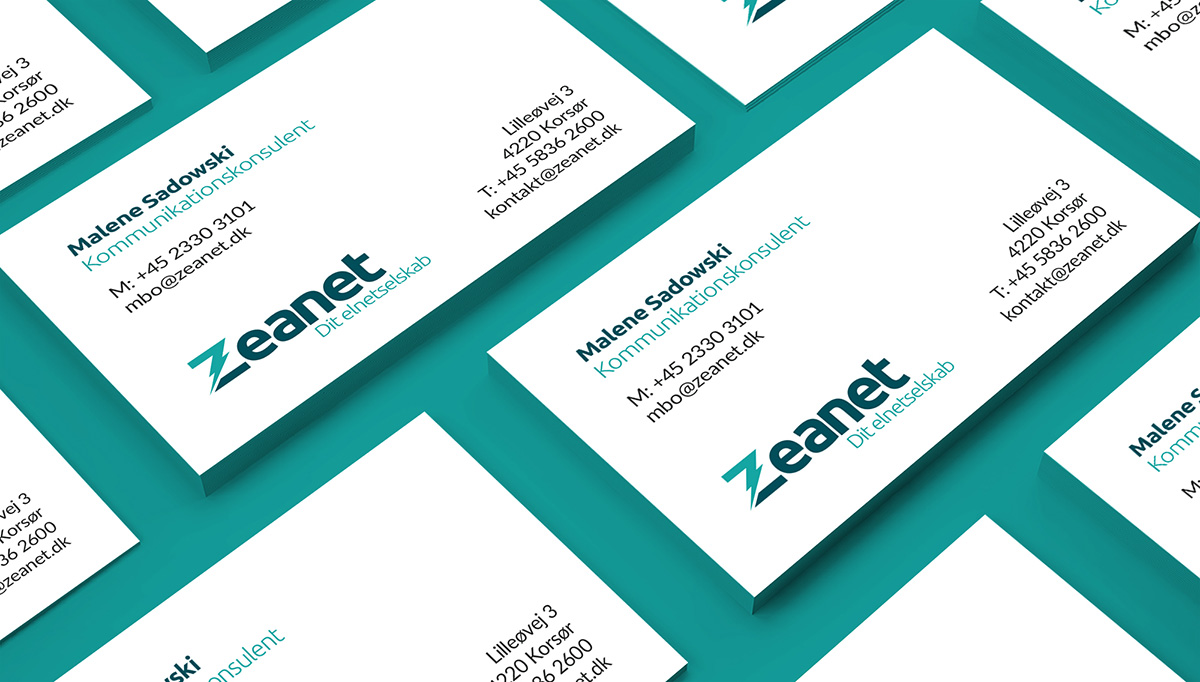 Design af logo og identitet for Zeanet - visitkort