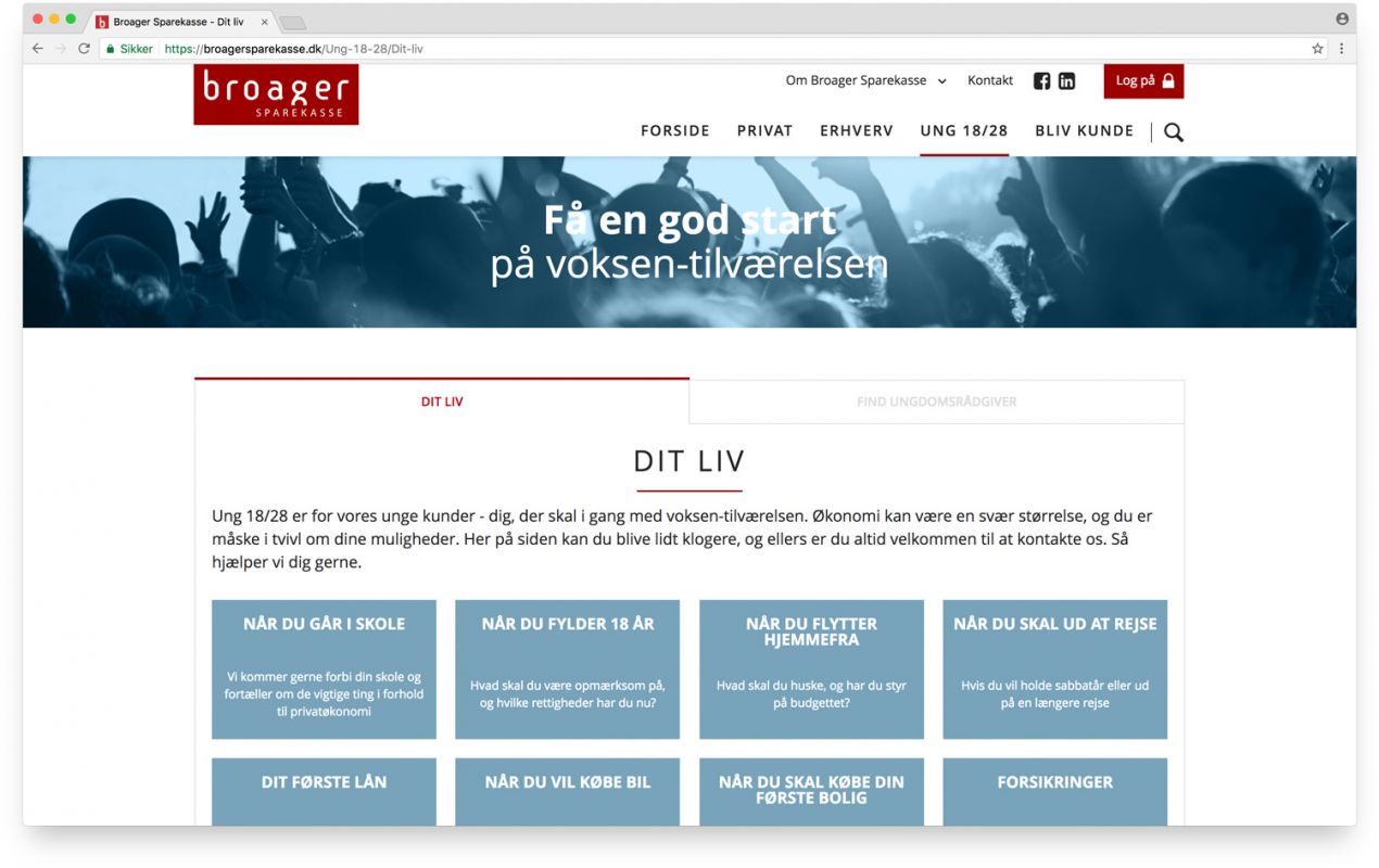 Broager sparekasse - webdesign optimeret til mobil