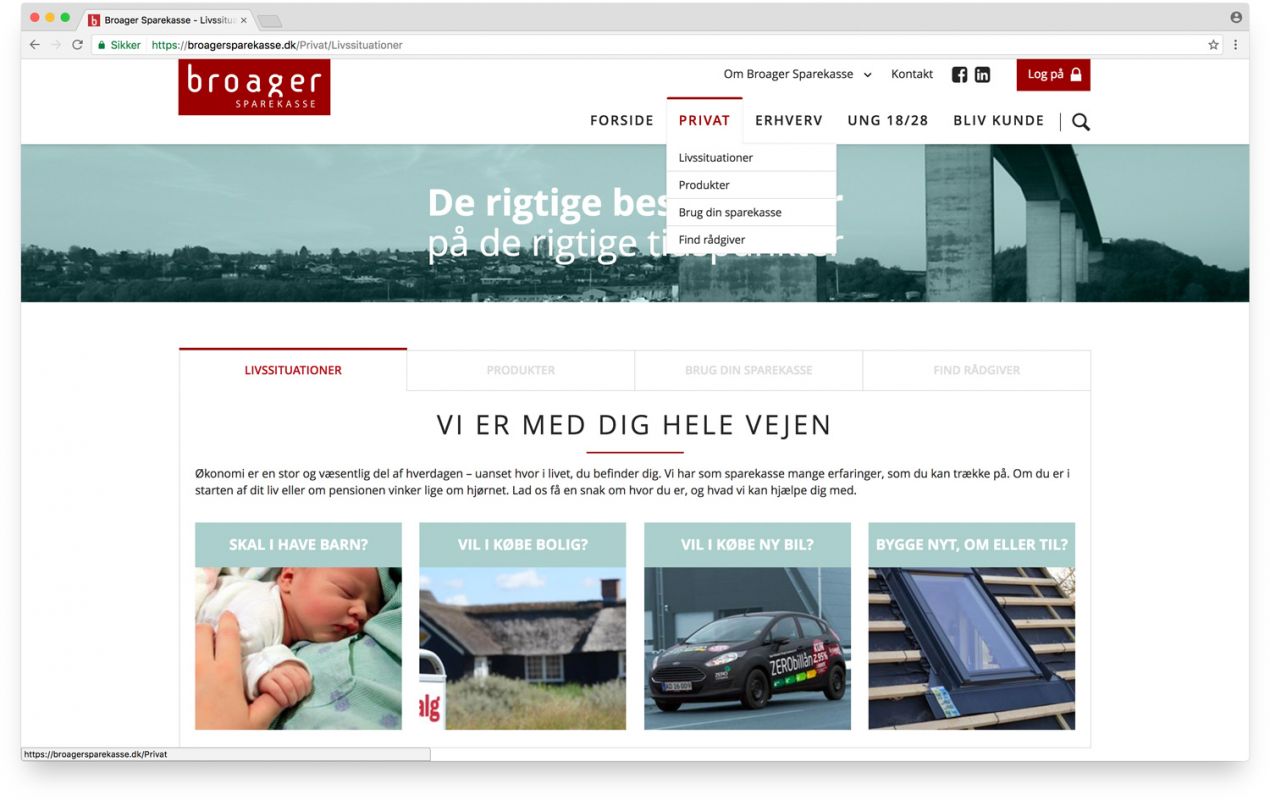 Broager sparekasse - webdesign optimeret til mobil