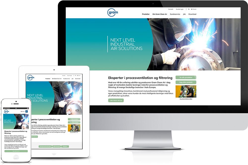 Responsivt webdesign til Gram Clean Air