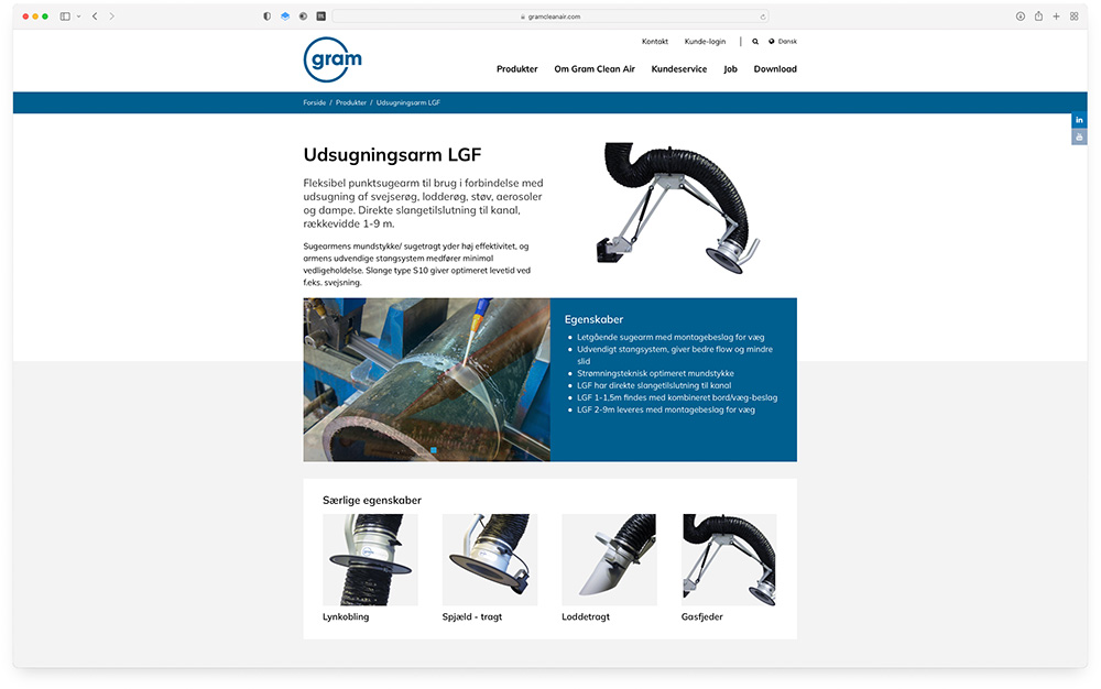Responsiv webside til Gram Clean Air
